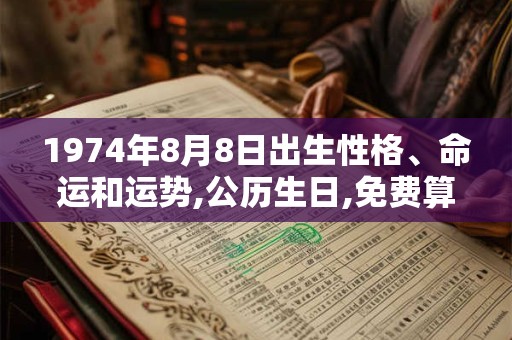 1974年8月8日出生性格、命运和运势,公历生日,免费算命