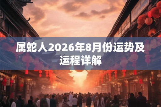 属蛇人2026年8月份运势及运程详解