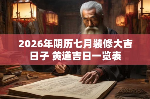 2026年阴历七月装修大吉日子 黄道吉日一览表 2026年阴历七月装修大吉日子 黄道吉日一览表