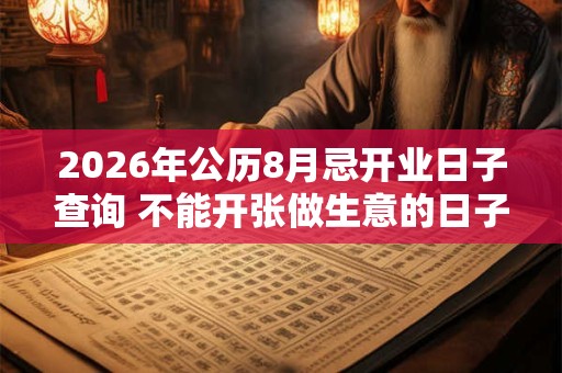 2026年公历8月忌开业日子查询 不能开张做生意的日子 2026年公历8月忌开业日子查询 不能开张做生意的日子