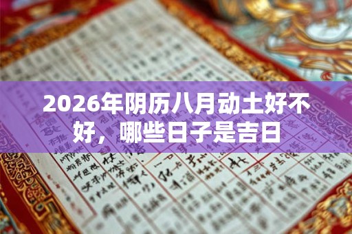 2026年阴历八月动土好不好，哪些日子是吉日