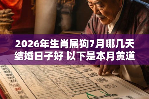 2026年生肖属狗7月哪几天结婚日子好 以下是本月黄道吉日 2026年生肖属狗7月哪几天结婚日子好 以下是本月黄道吉日