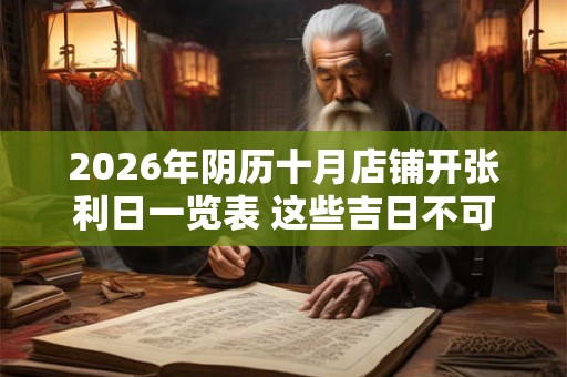 2026年阴历十月店铺开张利日一览表 这些吉日不可错过 2026年阴历十月店铺开张利日一览表 这些吉日不可错过