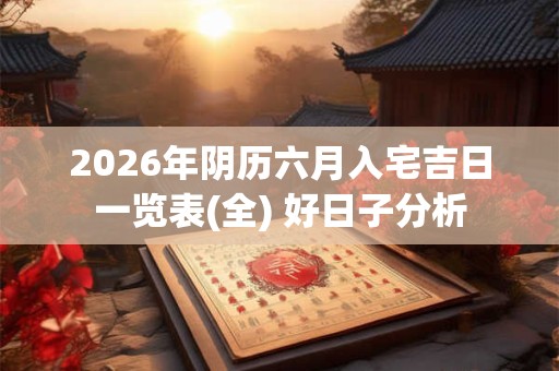 2026年阴历六月入宅吉日一览表(全) 好日子分析 2026年阴历六月入宅吉日一览表(全) 好日子分析