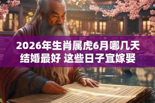 2026年生肖属虎6月哪几天结婚最好 这些日子宜嫁娶