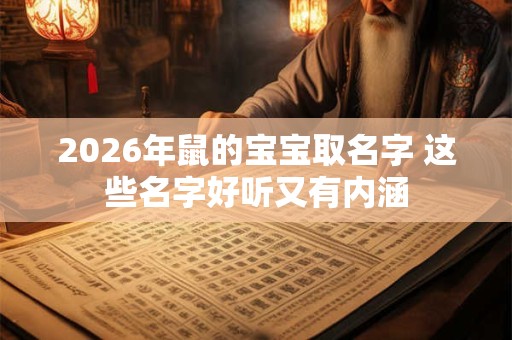 2026年鼠的宝宝取名字 这些名字好听又有内涵