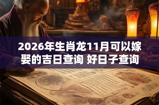 2026年生肖龙11月可以嫁娶的吉日查询 好日子查询