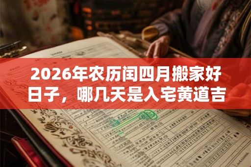 2026年农历闰四月搬家好日子，哪几天是入宅黄道吉日