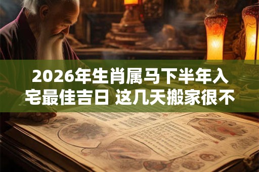2026年生肖属马下半年入宅最佳吉日 这几天搬家很不错