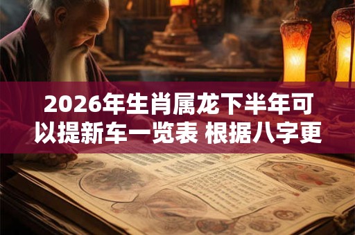 2026年生肖属龙下半年可以提新车一览表 根据八字更有效