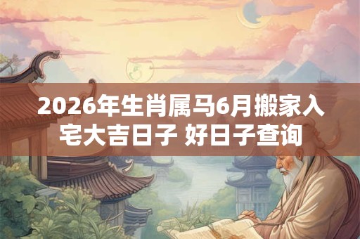 2026年生肖属马6月搬家入宅大吉日子 好日子查询