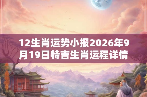 12生肖运势小报2026年9月19日特吉生肖运程详情 12生肖运势小报2026年9月19日特吉生肖运程详情