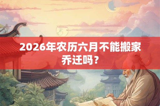 2026年农历六月不能搬家乔迁吗? 2026年农历六月不能搬家乔迁吗?