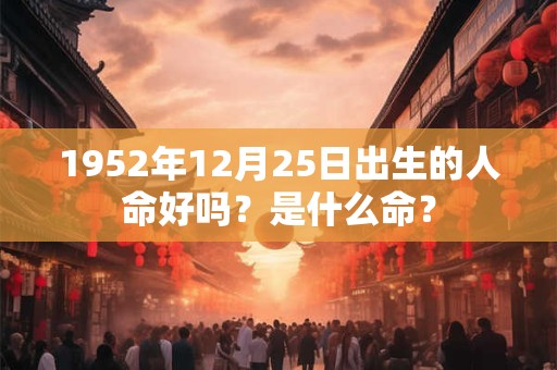 1952年12月25日出生的人命好吗?是什么命? 1952年12月25日出生的人命好吗?是什么命?