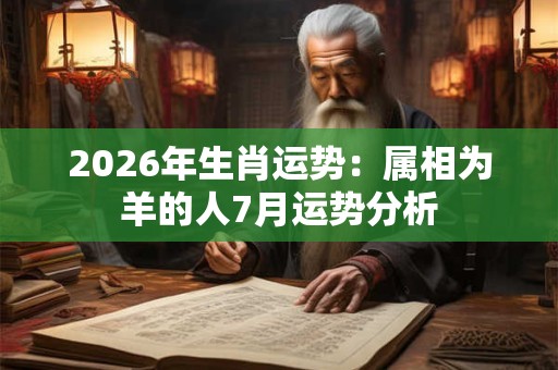 2026年生肖运势:属相为羊的人7月运势分析 2026年生肖运势:属相为羊的人7月运势分析