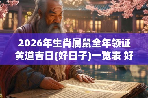 2026年生肖属鼠全年领证黄道吉日(好日子)一览表 好日子看八字 2026年生肖属鼠全年领证黄道吉日(好日子)一览表 好日子看八字