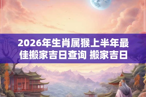 2026年生肖属猴上半年最佳搬家吉日查询 搬家吉日