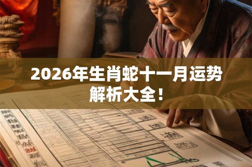2026年生肖蛇十一月运势解析大全！