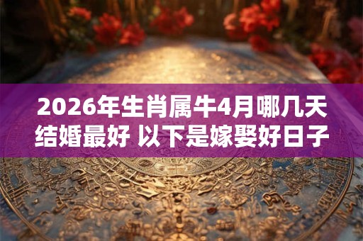 2026年生肖属牛4月哪几天结婚最好 以下是嫁娶好日子