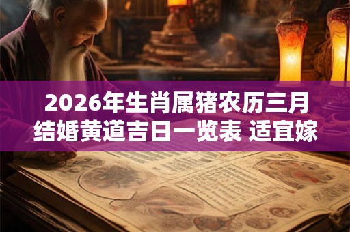 2026年生肖属猪农历三月结婚黄道吉日一览表 适宜嫁娶的吉日