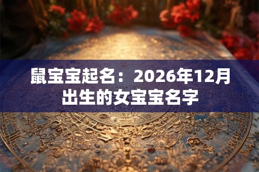 鼠宝宝起名：2026年12月出生的女宝宝名字
