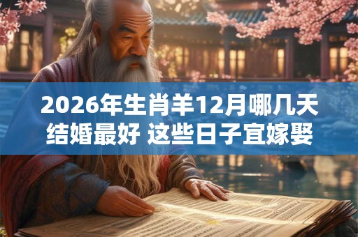 2026年生肖羊12月哪几天结婚最好 这些日子宜嫁娶