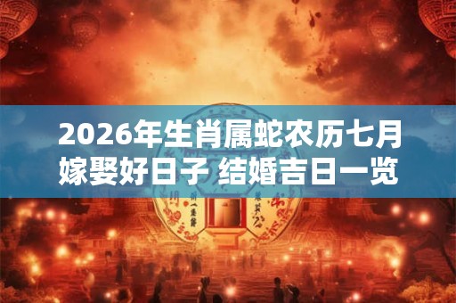 2026年生肖属蛇农历七月嫁娶好日子 结婚吉日一览表 2026年生肖属蛇农历七月嫁娶好日子 结婚吉日一览表