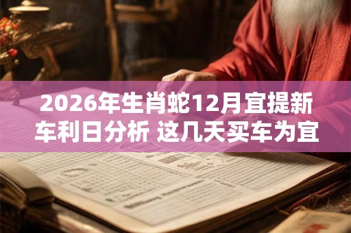 2026年生肖蛇12月宜提新车利日分析 这几天买车为宜