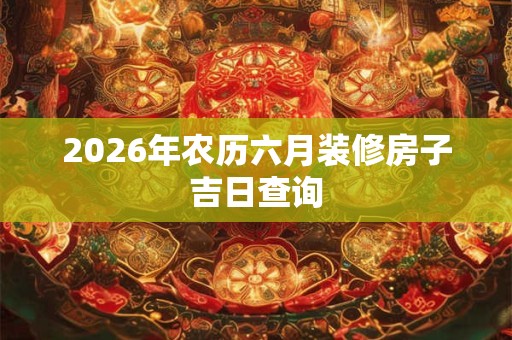 2026年农历六月装修房子吉日查询