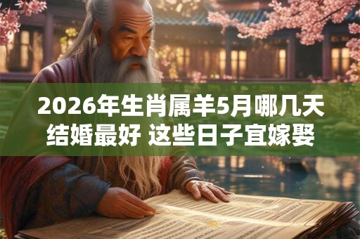 2026年生肖属羊5月哪几天结婚最好 这些日子宜嫁娶