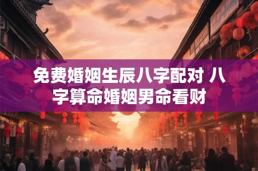 免费婚姻生辰八字配对 八字算命婚姻男命看财