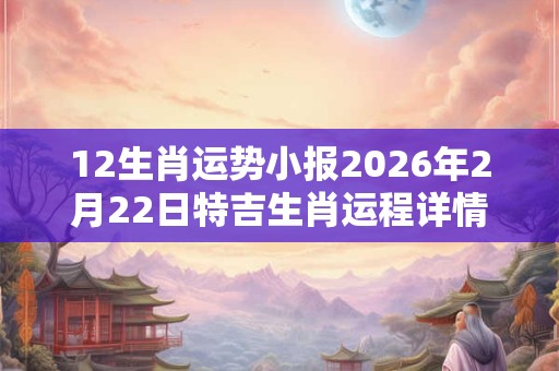 12生肖运势小报2026年2月22日特吉生肖运程详情 12生肖运势小报2026年2月22日特吉生肖运程详情