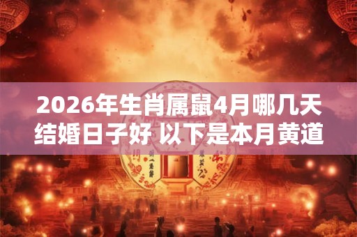 2026年生肖属鼠4月哪几天结婚日子好 以下是本月黄道吉日 2026年生肖属鼠4月哪几天结婚日子好 以下是本月黄道吉日