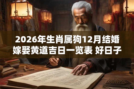 2026年生肖属狗12月结婚嫁娶黄道吉日一览表 好日子查询 2026年生肖属狗12月结婚嫁娶黄道吉日一览表 好日子查询