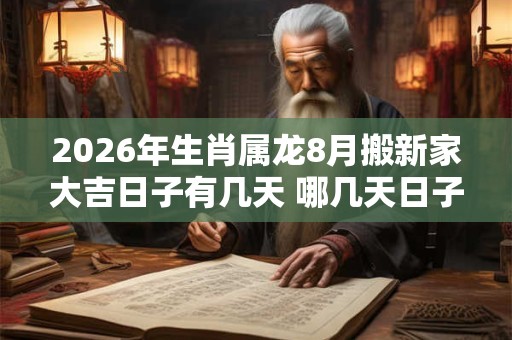 2026年生肖属龙8月搬新家大吉日子有几天 哪几天日子好 2026年生肖属龙8月搬新家大吉日子有几天 哪几天日子好