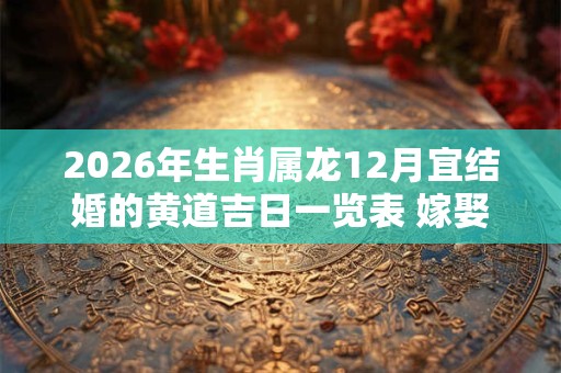 2026年生肖属龙12月宜结婚的黄道吉日一览表 嫁娶吉日分析 2026年生肖属龙12月宜结婚的黄道吉日一览表 嫁娶吉日分析