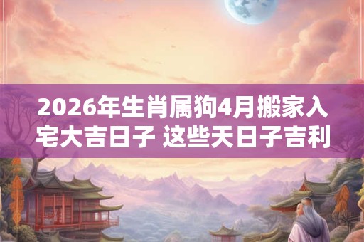 2026年生肖属狗4月搬家入宅大吉日子 这些天日子吉利