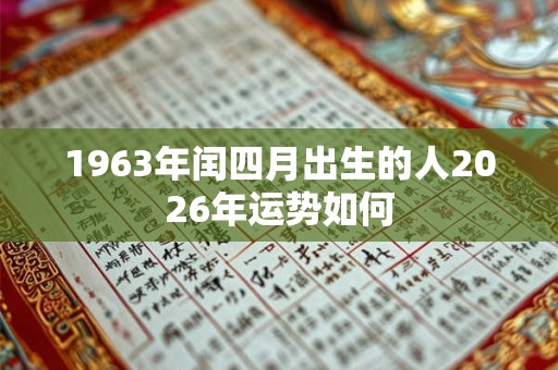 1963年闰四月出生的人2026年运势如何 1963年闰四月出生的人2026年运势如何