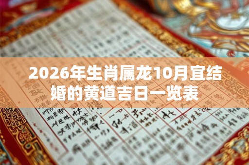 2026年生肖属龙10月宜结婚的黄道吉日一览表