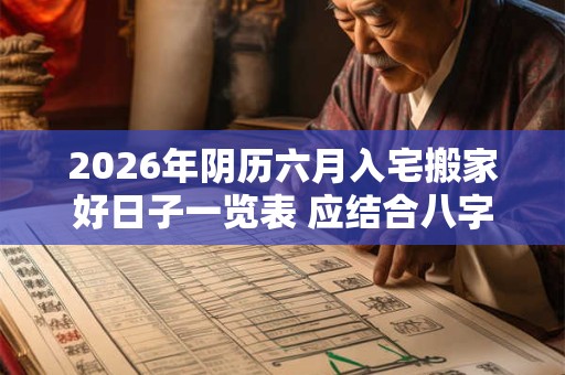 2026年阴历六月入宅搬家好日子一览表 应结合八字查询 2026年阴历六月入宅搬家好日子一览表 应结合八字查询