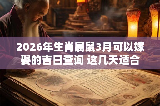 2026年生肖属鼠3月可以嫁娶的吉日查询 这几天适合结婚