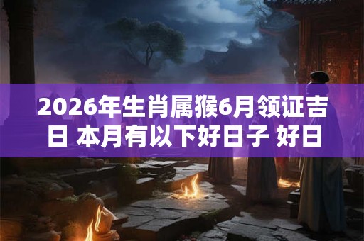 2026年生肖属猴6月领证吉日 本月有以下好日子 好日子查询 2026年生肖属猴6月领证吉日 本月有以下好日子 好日子查询
