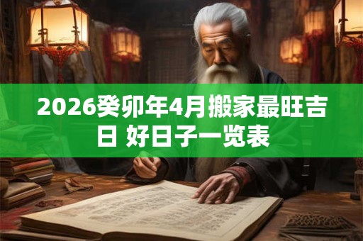 2026癸卯年4月搬家最旺吉日 好日子一览表