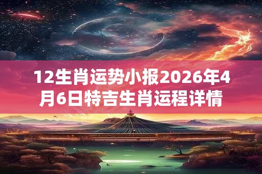 12生肖运势小报2026年4月6日特吉生肖运程详情 12生肖运势小报2026年4月6日特吉生肖运程详情
