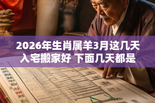 2026年生肖属羊3月这几天入宅搬家好 下面几天都是吉日 2026年生肖属羊3月这几天入宅搬家好 下面几天都是吉日