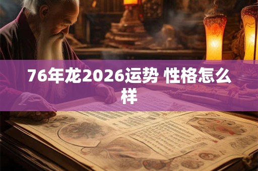 76年龙2026运势 性格怎么样 76年龙2026运势 性格怎么样