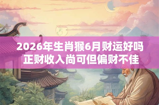 2026年生肖猴6月财运好吗 正财收入尚可但偏财不佳 2026年生肖猴6月财运好吗 正财收入尚可但偏财不佳