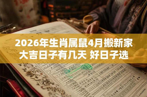 2026年生肖属鼠4月搬新家大吉日子有几天 好日子选择