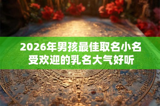 2026年男孩最佳取名小名 受欢迎的乳名大气好听