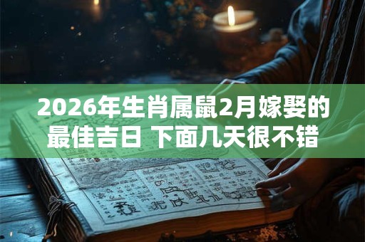 2026年生肖属鼠2月嫁娶的最佳吉日 下面几天很不错